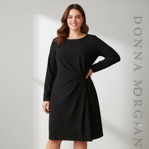 Donna Morgan Side Pleated Mini Dress NWT Black Size 18